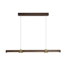 GobekUsa Nordic Wood Island Pendant LED Strip Light in Brown for Dining Table