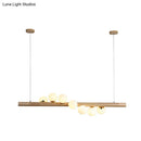GobekUsa Nordic Wood Island Pendant with Globe Glass Light for Dining Room in Beige