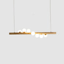 GobekUsa Nordic Wood Island Pendant with Globe Glass Light for Dining Room in Beige