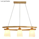 GobekUsa Nordic Wood Pendant Light with Glass Lampshade for Dining Table