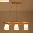 GobekUsa Nordic Wood Pendant Light with Glass Lampshade for Dining Table