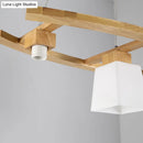 GobekUsa Nordic Wood Pendant Light with Glass Lampshade for Dining Table