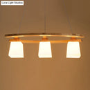 GobekUsa Nordic Wood Pendant Light with Glass Lampshade for Dining Table