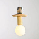 Nordic Wood Pendant Light With Iron Accent