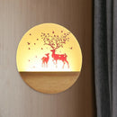 GobekUsa Nordic Wood Sconce with LED Mural Light, Deer/Bird Patterned Acrylic Shade - Ideal for Bedroom Wall Mount