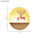 GobekUsa Nordic Wood Sconce with LED Mural Light, Deer/Bird Patterned Acrylic Shade - Ideal for Bedroom Wall Mount