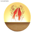 GobekUsa Nordic Wood Sconce with LED Mural Light, Deer/Bird Patterned Acrylic Shade - Ideal for Bedroom Wall Mount