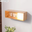 GobekUsa Nordic Wood Wall Sconce with Rack Feature - Fillet/Right Angle Rectangle Design for Bedside Flush Mount