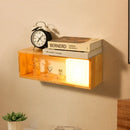 GobekUsa Nordic Wood Wall Sconce with Rack Feature - Fillet/Right Angle Rectangle Design for Bedside Flush Mount