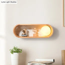 GobekUsa Nordic Wood Wall Sconce with Rack Feature - Fillet/Right Angle Rectangle Design for Bedside Flush Mount