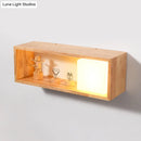 GobekUsa Nordic Wood Wall Sconce with Rack Feature - Fillet/Right Angle Rectangle Design for Bedside Flush Mount