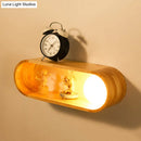 GobekUsa Nordic Wood Wall Sconce with Rack Feature - Fillet/Right Angle Rectangle Design for Bedside Flush Mount
