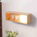 GobekUsa Nordic Wood Wall Sconce with Rack Feature - Fillet/Right Angle Rectangle Design for Bedside Flush Mount