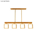 GobekUsa Nordic Wooden Linear Pendant with Double Glass Cylinder Shades for Restaurant Island Lighting (3/4-Head, White)
