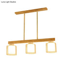GobekUsa Nordic Wooden Linear Pendant with Double Glass Cylinder Shades for Restaurant Island Lighting (3/4-Head, White)