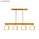 GobekUsa Nordic Wooden Linear Pendant with Double Glass Cylinder Shades for Restaurant Island Lighting (3/4-Head, White)