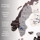 3D Europe Wooden Map Nordik