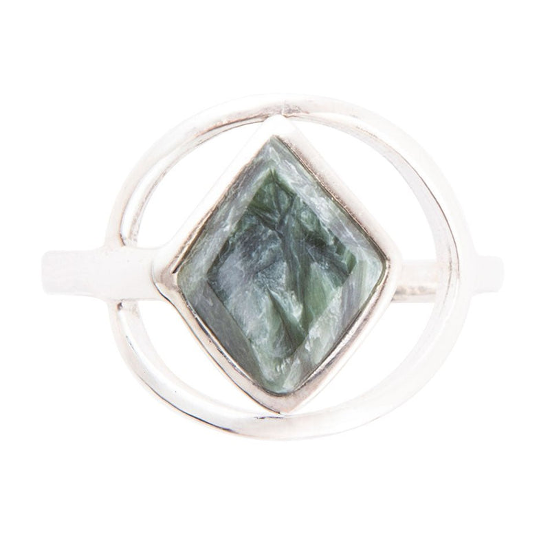 North Star Green Seraphinite and Sterling Silver Ring