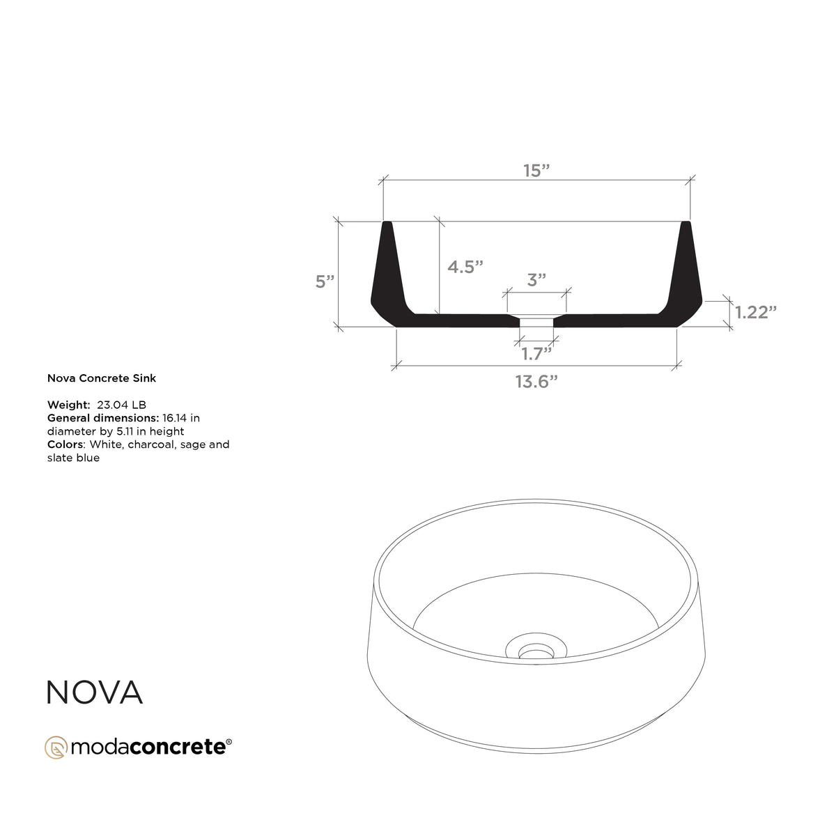 Nova Concrete Sink, photo 10 of 11