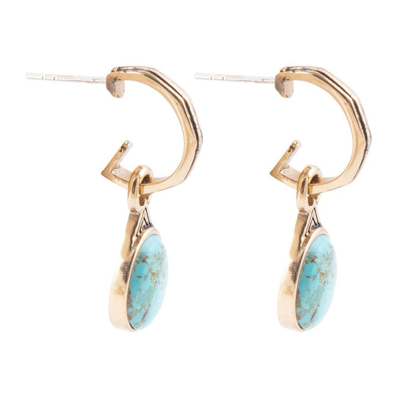 Nova Half-Hoop Blue Turquoise and Golden Earrings