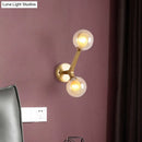 GobekUsa Novelty Amber Glass Wall Light Fixture with Rotatable Tree Crotch Accent - Modern 2-Bulb Gold Sconce