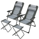Set of 2 Patiojoy Patio Folding Dining Chair with Ottoman Set Recliner Adjustable-Gray by LJGDeals
