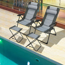 Set of 2 Patiojoy Patio Folding Dining Chair with Ottoman Set Recliner Adjustable-Gray by LJGDeals