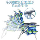 2 Pieces Folding Backpack Beach Chair with Pillow-Pink by LJGDeals