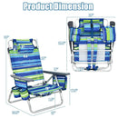 2 Pieces Folding Backpack Beach Chair with Pillow-Pink by LJGDeals