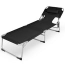 Folding Beach Lounge Chair with Pillow for Outdoor-Black by LJGDeals