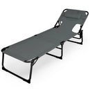 Folding Beach Lounge Chair with Pillow for Outdoor-Gray by DirectDeals