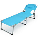 Folding Beach Lounge Chair with Pillow for Outdoor-Turquoise by DirectDeals