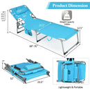 Folding Beach Lounge Chair with Pillow for Outdoor-Turquoise by LJGDeals