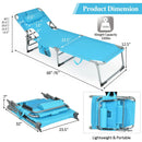 Folding Beach Lounge Chair with Pillow for Outdoor-Turquoise by DirectDeals