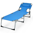 Folding Beach Lounge Chair with Pillow for Outdoor-Blue by LJGDeals