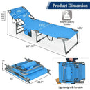 Folding Beach Lounge Chair with Pillow for Outdoor-Blue by LJGDeals