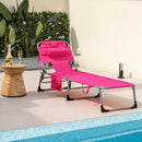 Folding Beach Lounge Chair with Pillow for Outdoor-Pink by LJGDeals