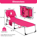 Folding Beach Lounge Chair with Pillow for Outdoor-Pink by LJGDeals