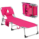 Folding Beach Lounge Chair with Pillow for Outdoor-Pink by LJGDeals