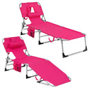 Folding Beach Lounge Chair with Pillow for Outdoor-Pink by LJGDeals