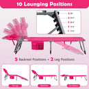 Folding Beach Lounge Chair with Pillow for Outdoor-Pink by LJGDeals