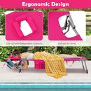 Folding Beach Lounge Chair with Pillow for Outdoor-Pink by LJGDeals