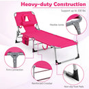 Folding Beach Lounge Chair with Pillow for Outdoor-Pink by LJGDeals