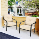 2 Pieces Patio Dining Set with Padded Cushions Armrest Steel Frame by LJGDeals