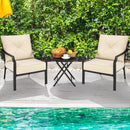 2 Pieces Patio Dining Set with Padded Cushions Armrest Steel Frame by LJGDeals