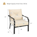 2 Pieces Patio Dining Set with Padded Cushions Armrest Steel Frame by LJGDeals