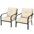 2 Pieces Patio Dining Set with Padded Cushions Armrest Steel Frame by LJGDeals