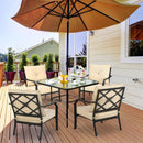 2 Pieces Patio Dining Set with Padded Cushions Armrest Steel Frame by LJGDeals