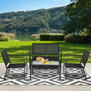 4 PCS Patio Furniture Set Sofa Coffee Table Steel Frame Garden-Gray by LJGDeals
