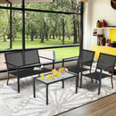 4 PCS Patio Furniture Set Sofa Coffee Table Steel Frame Garden-Gray by LJGDeals